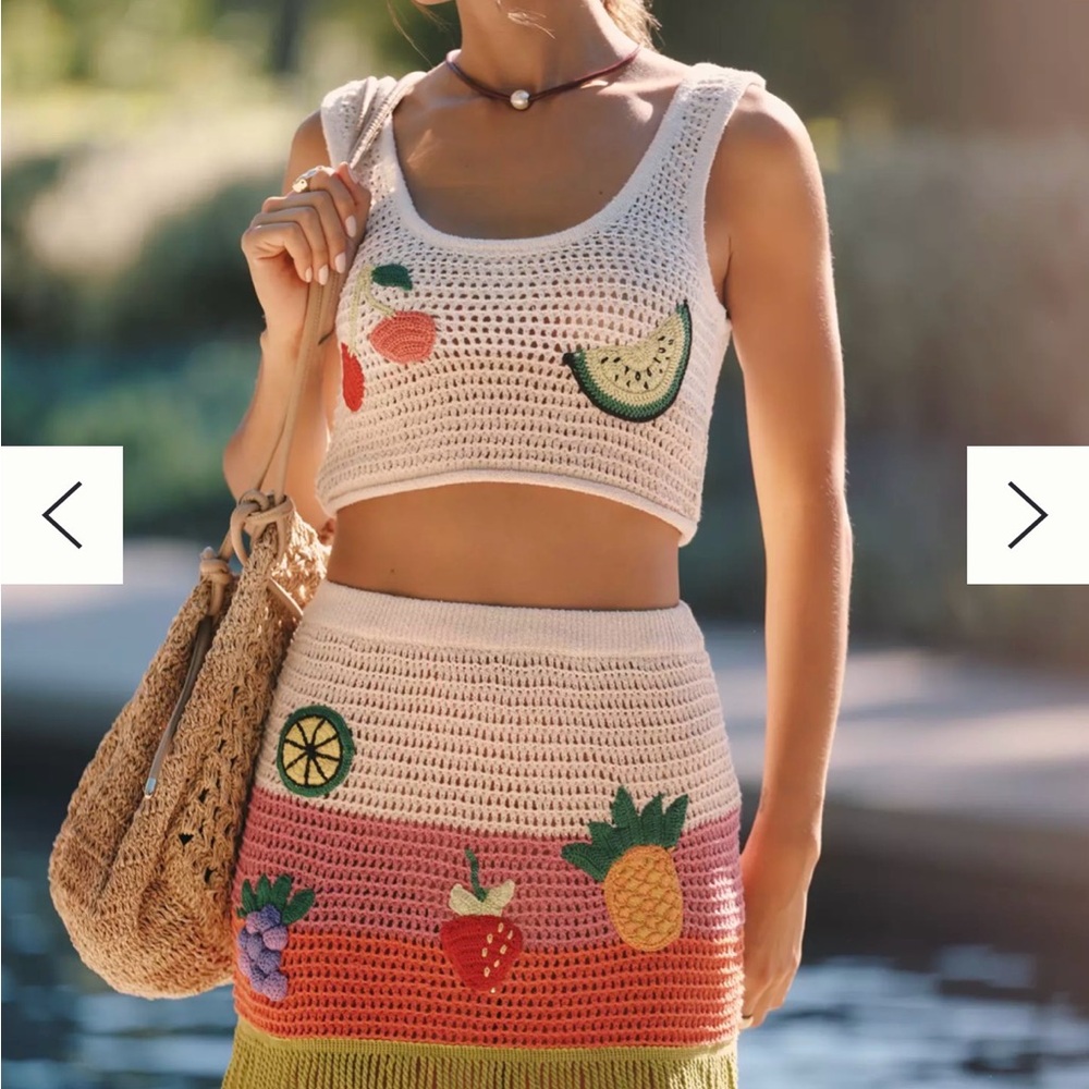 Celadine for Anthropologie Tropical Fringe Mini Skirt